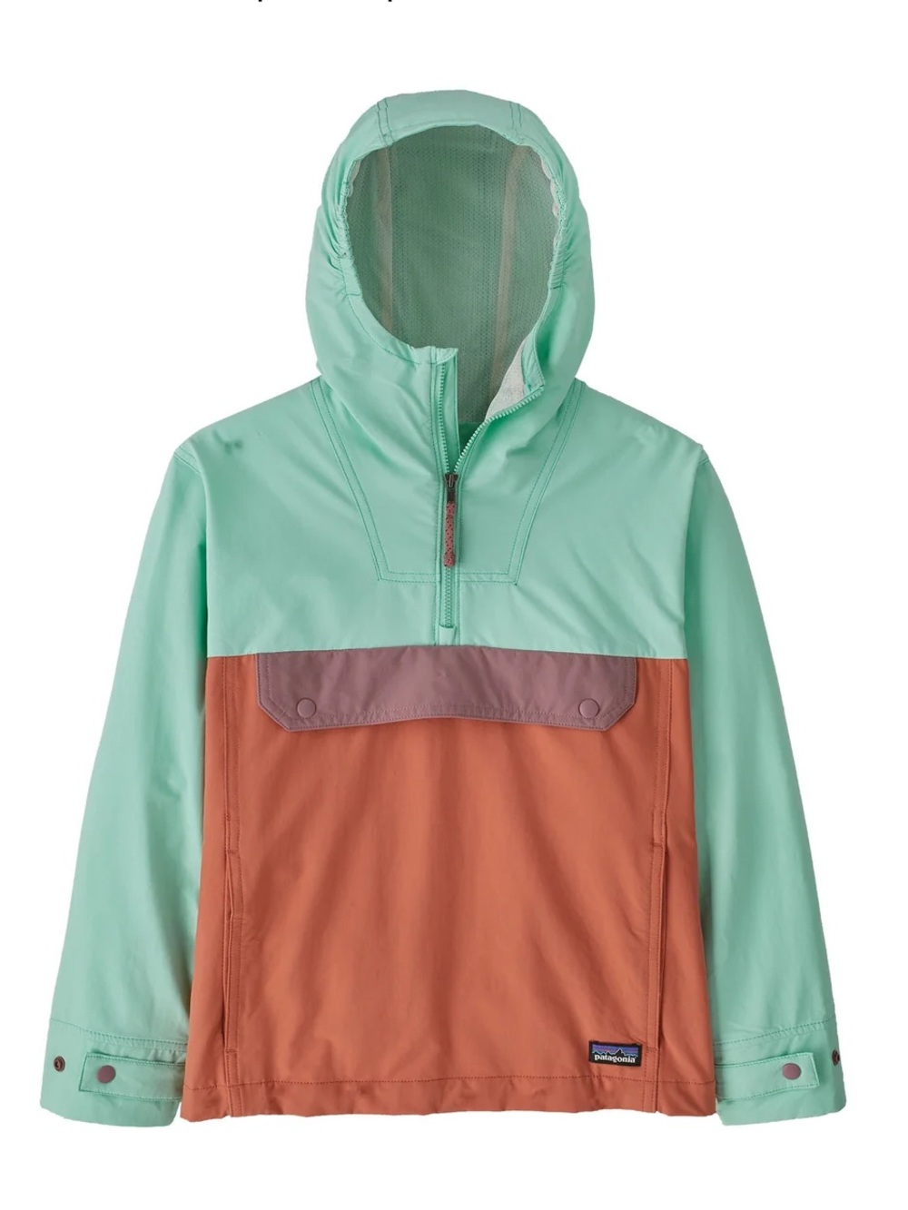 Patagonia Kids Isthmus Pullover Anorak - Mint Green, Rust & Dusty Rose